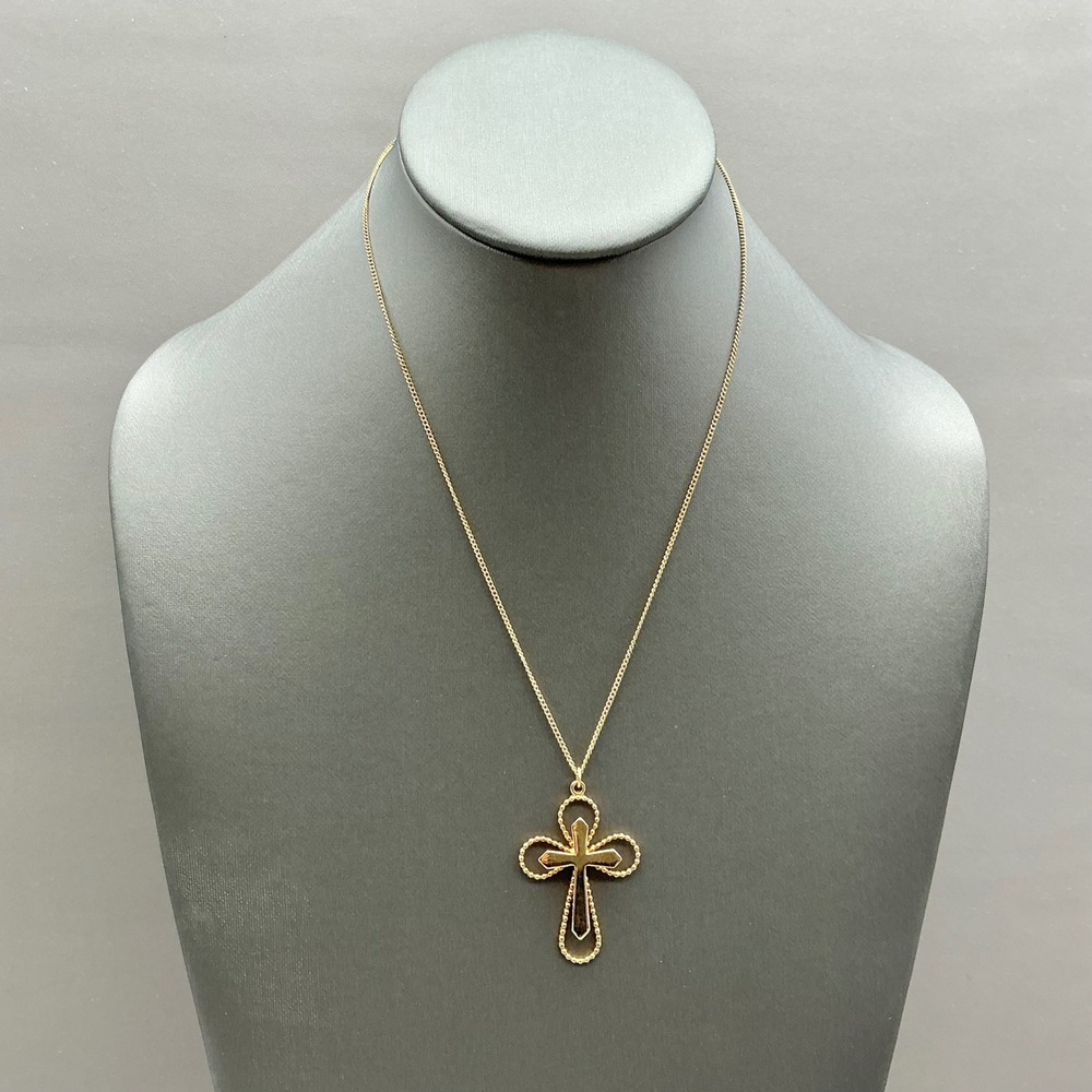 Sarah Coventry Necklace Vintage Gold Tone Cross Pendant Delicate Chain Religious